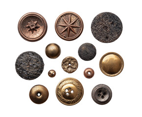 Assorted antique buttons, various shapes and finishes