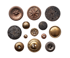Assorted antique buttons, various shapes and finishes