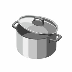 Realistic Detailed Cooking Pot with Lid Kitchen Utensil Illustration