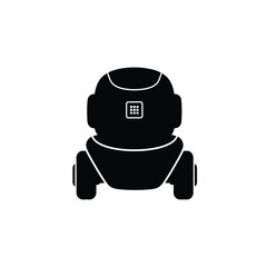 Black robot icon with grid on head white