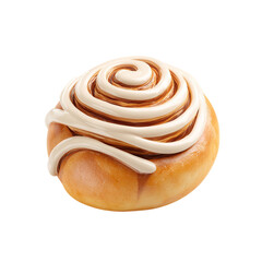 Cinnamon Roll with Frosting with Isolated on Black Background.