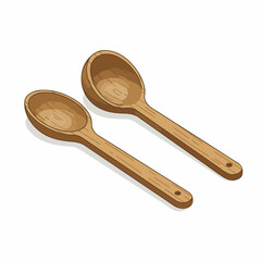 Detailed Handdrawn Wooden Spoon Kitchen Utensil Cooking Tool Illustration