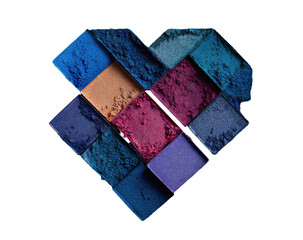Heart-shaped arrangement of eyeshadow palettes