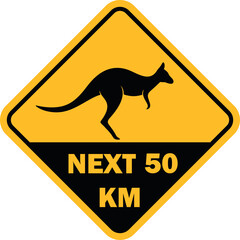 Kangaroo road sign. Isolated kangaroo on white background © oleg7799
