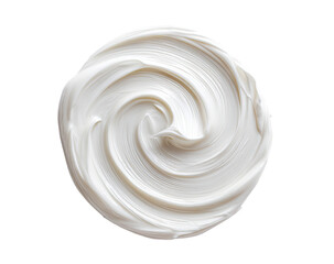 Creamy, swirling substance in a circular shape against a black background