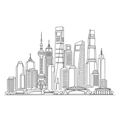 Obraz premium Urban Skyline Architectural Illustration