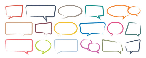 Brush Stroke vector outline speech bubbles. Speech bubble set. Hand drawn Variation empty comic speech bubbles. vector design