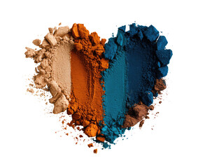 Heart-shaped arrangement of four different colored powders