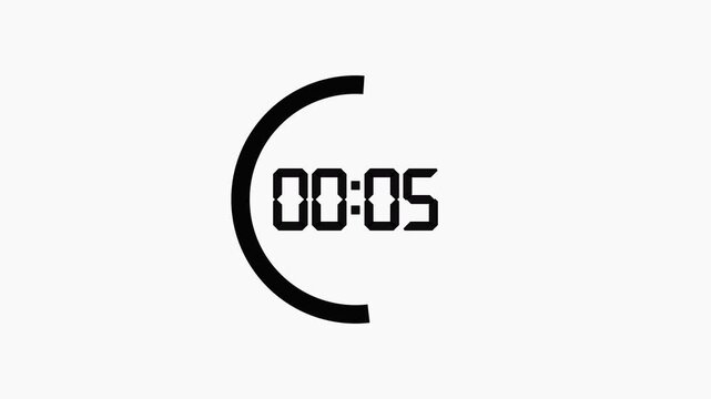 countdown from 10 to 1 ,countdown timer of 10 seconds to 1 second with white background.