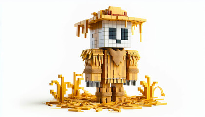 Robot Disguised as Hay Bale Scarecrow 