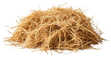 Small pile of scattered hay isolated on a transparent background. 