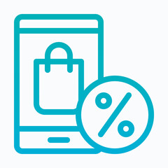 Mobile Shopping Payment Icon — Isolated Lineal Gradient Style Vector Icon