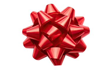 Bright red, star-shaped ribbon bow