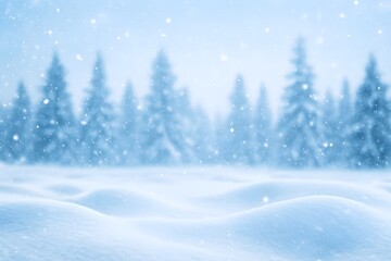 Obraz premium Softly falling snow blankets a serene winter forest landscape