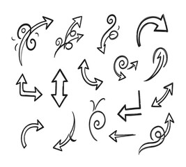 Vector art of collection of handdrawn arrow illustrations, showcasing various styles and directions for use in graphic design and creative projects