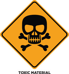 Toxic Material Warning Sign – Poison Hazard Symbol with Skull and Crossbones on Yellow Triangle Background