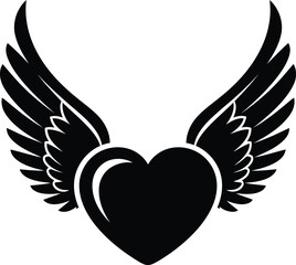 Fototapeta premium Vector art of black heart with wings