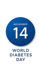 World Diabetes Day graphic with a blue circle displaying the date and text below.