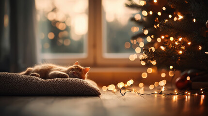Christmas warmth a child asleep under the holiday tree cozy indoors heartwarming scene