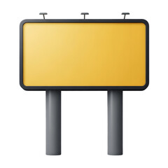 Obraz premium A blank yellow billboard sign mounted on two grey pillars against a white background.