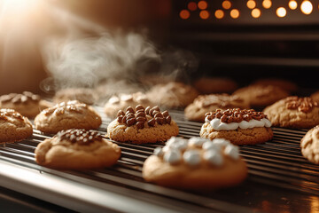 Warmth of christmas cookies baking in the oven holiday kitchen food photography cozy atmosphere close-up view