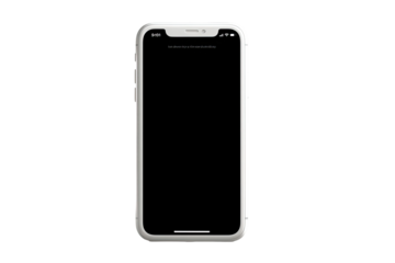 A light gray smartphone with a blank screen.  The phone is in a vertical orientation, and the screen is a solid, dark gray.  A light gray bezel surrounds the screen