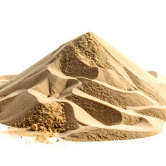 A golden beige sand pile with detailed texture, isolated on a transparent background
