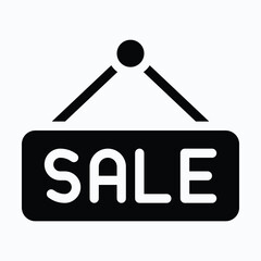 Sale Hanging Sign Icon — Isolated Silhouette Style Vector Icon