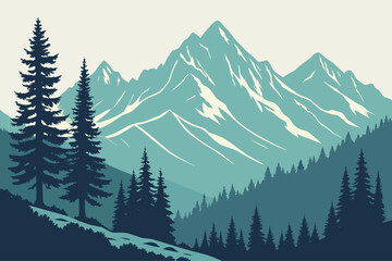 Minimalist Cascade Range vector with modern geometric form
