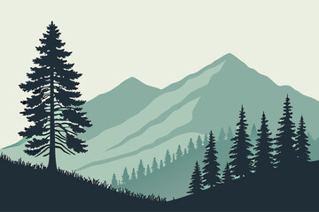 Fototapeta premium Minimalist vector of San Bernardino Mountains forest silhouette 