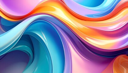 Abstract rendering of flowing, glossy, colorful forms with a smooth gradient