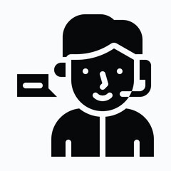 Customer Support Icon — Isolated Silhouette Style Vector Icon