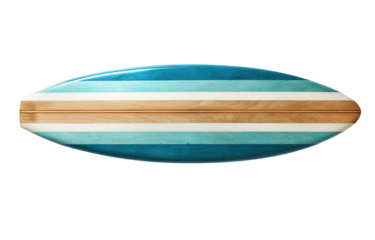 Oval surfboard, teal and cream stripes