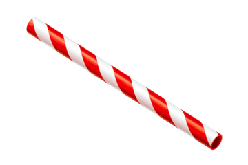 A red and white striped drinking straw
