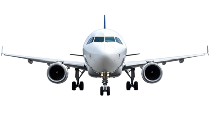 Front view of a modern passenger jet on the tarmac. Ready for take-off with engines running