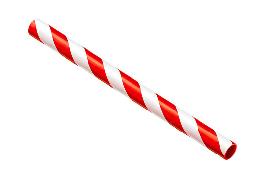 A red and white striped drinking straw
