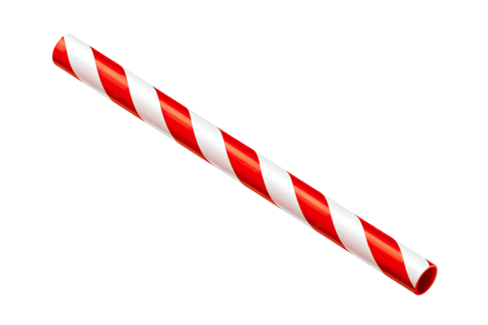 A red and white striped drinking straw