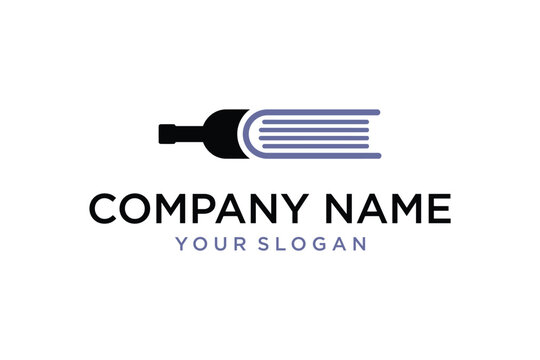 Modern Minimalist Wine Bottle and Book Logo Design Concept