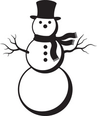 Charming hand-drawn snowman with top hat and scarf festive winter holiday icon