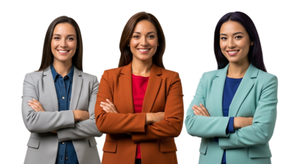 Diverse group of professional women smiling confidently with arms crossed portrait