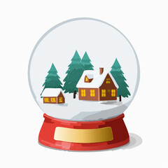 Schneekugel mit kleinem Dorf