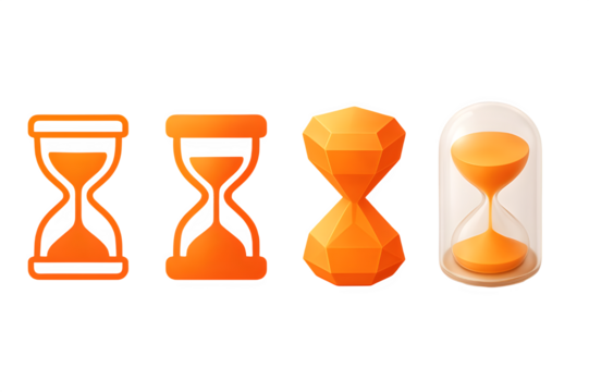 Orange Hourglass and Sand Timer Icon Design Progression