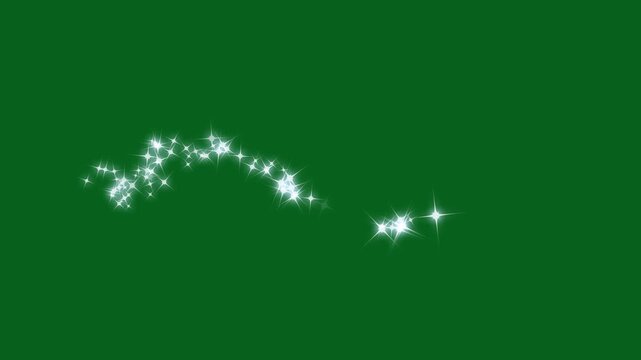 Magic light effect curve trail magic sparkling bokeh effects, white glowing fairy sparkle line burst, fairy dust wand glitter stars trail transition, shimmering particle twinkle effect on green screen - Powered by Adobe