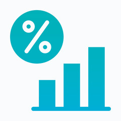 Analytics Graph Icon — Isolated Silhouette Gradient Style Vector Icon
