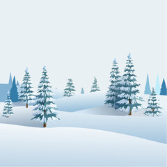 Fototapeta premium Winterlandschaft mit Tannen und Schnee