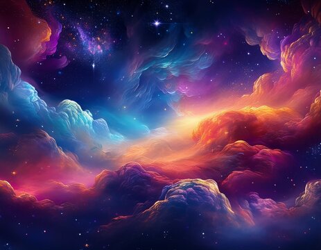 colorful cosmic nebula cloud display in stunning night sky breathtaking galaxy scene perfect for wallpapers and prints ideal backdrop for sci fi and space enthusiasts exploring universe