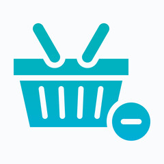 Shopping Basket Remove Icon — Isolated Silhouette Gradient Style Vector Icon