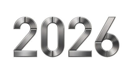 2026 Year Number in Brushed Steel or Metal Texture