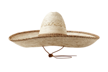Light beige wide-brimmed hat with brown details
