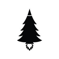 Black silhouette of a Christmas tree with rocket exhaust